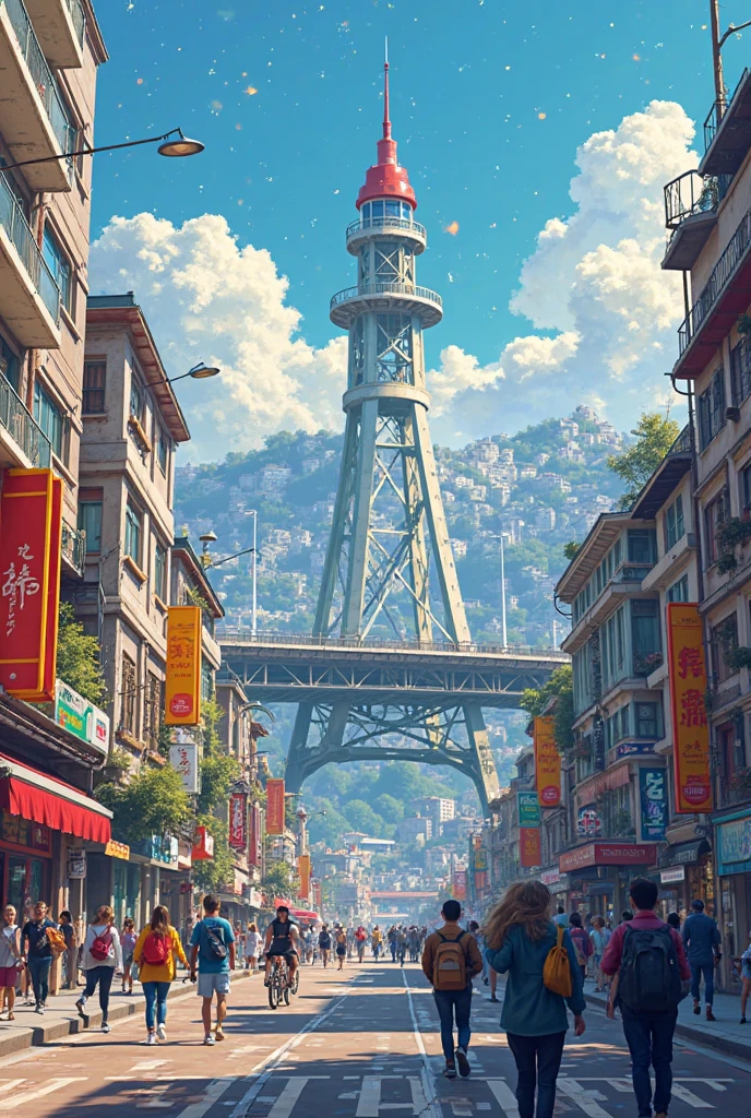 Drawing the lines of Vladivostok as the youth capital of Russia, bridge, lighthouse, city day