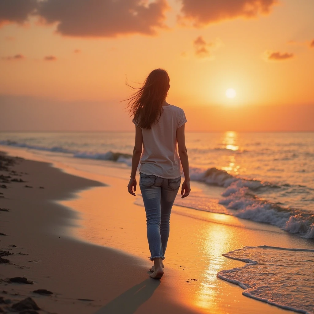 A person walking on the beach 