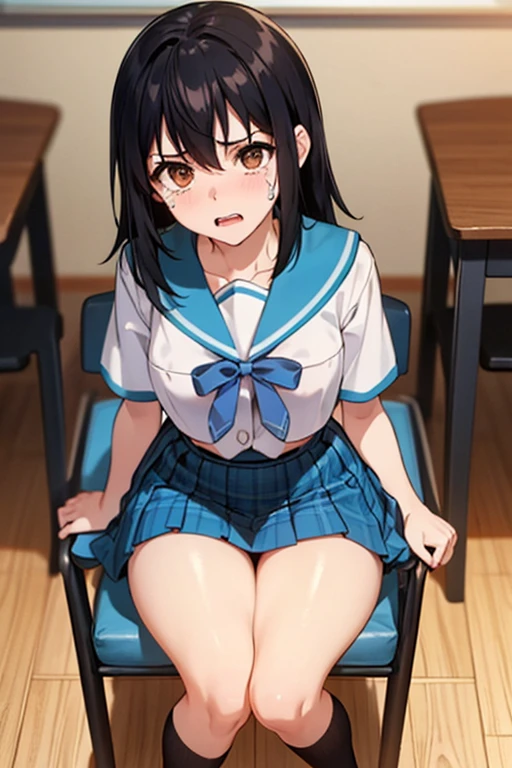 score_9, score_8_up,score_7_up, masterpiece, best quality, extremely detailed, illustration, 8k cg wallpaper, stunning art, absurdres, in classroom, cowboy shot, BREAK nsfw, (POV, intense sex of girl on top, vaginal 1penis:1.1), cum in pussy, (lying viewer surrounded by three school-girls with pet red collar,(gasp ecstasy), lineup bare various breasts, school-uniform, open collar, group picture:1.1), shiny skin,
