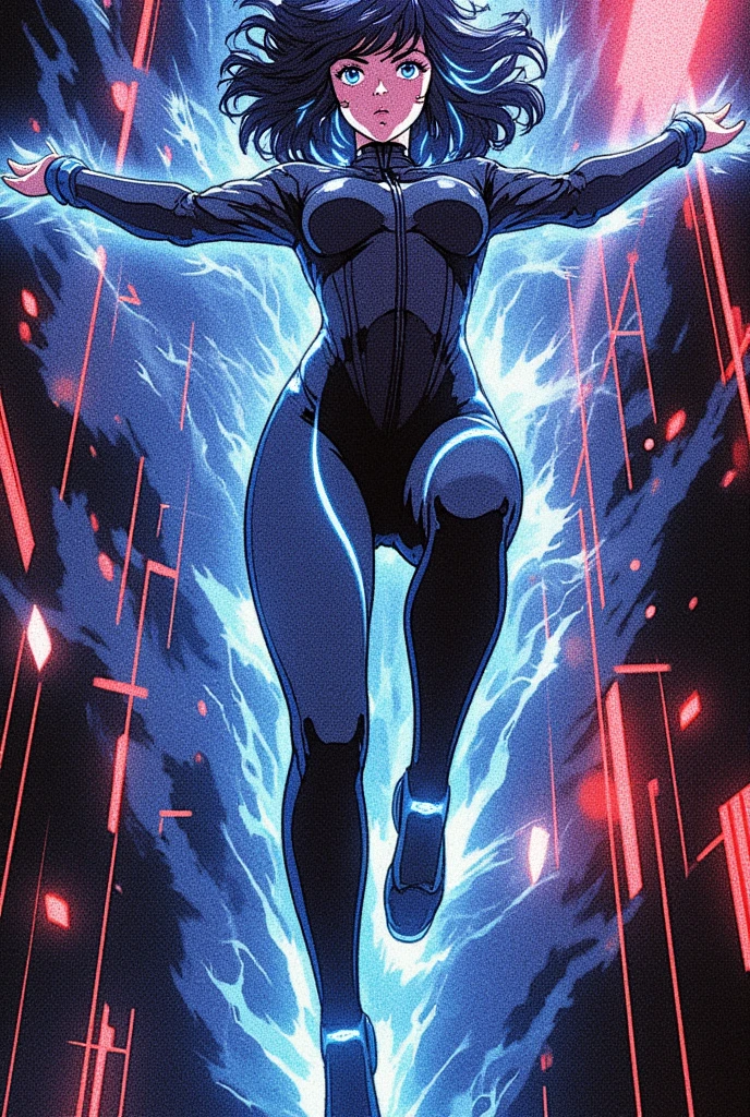 Female titan unleashes a colossal energy wave that shatters the ground and creates a massive shockwave. He stands on a rocky terrain with a yellow stormy sky in the background. The energy wave is a mix of green and yellow hues with a swirling pattern. (dark:1.2), (epic:1.3), (chaotic composition:1.2), (metallic:1.1), (gritty texture:1.1), (comic book:1.2), (((3D))), Girl, small tits
