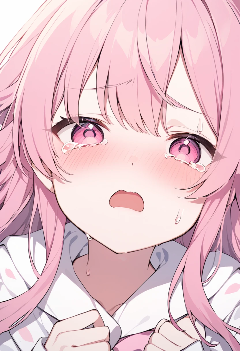 (blush),(embarrassed),(mouth opened),(clear liquid from the mouth), (heart-shaped pupil:0.8),(detailed eyes),(double eyelids),(after sex),(losing consciousness after sexual climax),(Small round face),(Perfect high nose),(Perfect big eyes),(Beautiful double eyelids),(crying for sexual climax:1.2)