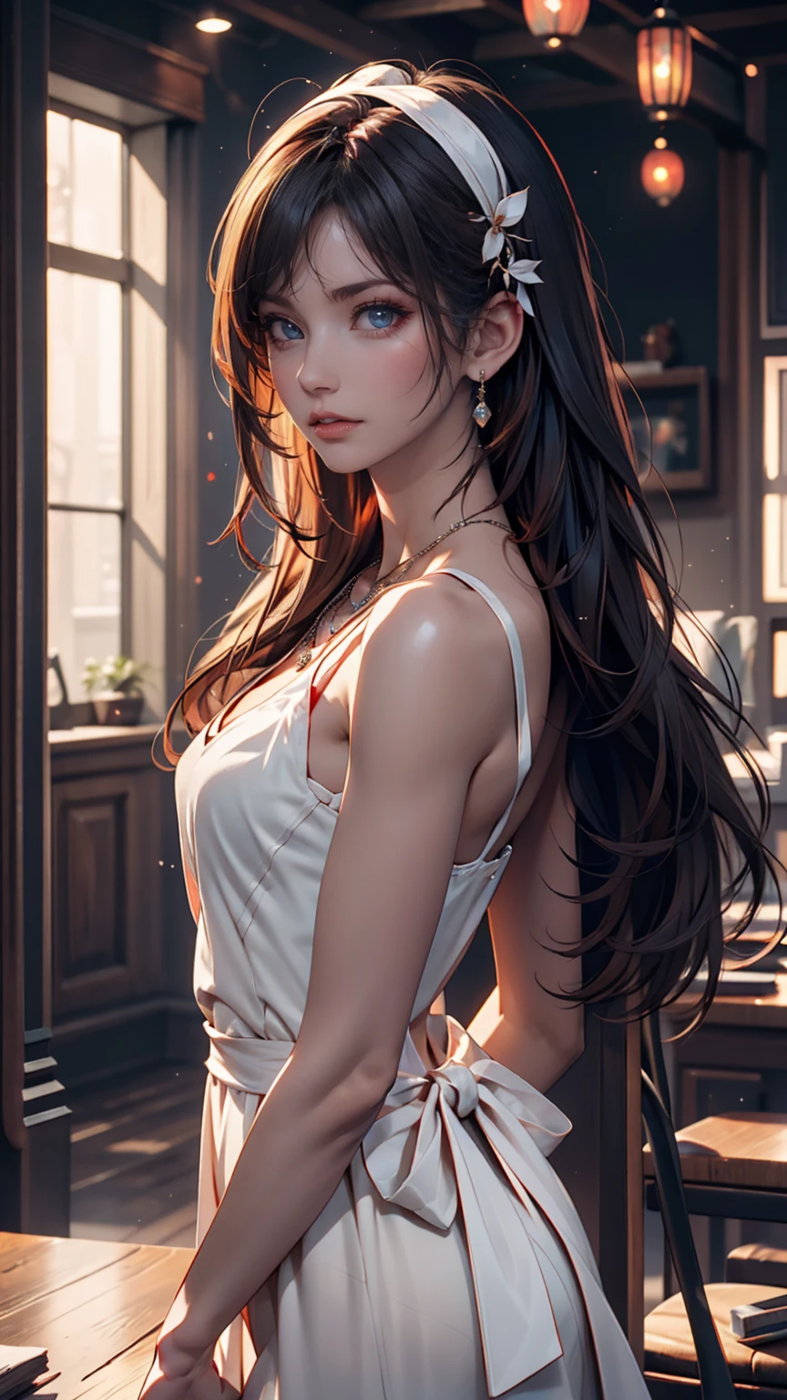 Beautiful college girl, masterpiece, light makeup, Red lips, Redhead, Disheveled long hair, Pure Background, beautiful, elegant. Extremely fine detail, masterpieces, Realistic texture, Realism in film lighting, Perfect job, High resolution, exquisite features, Black Shirt, Black ass skirt, beautiful曲線と