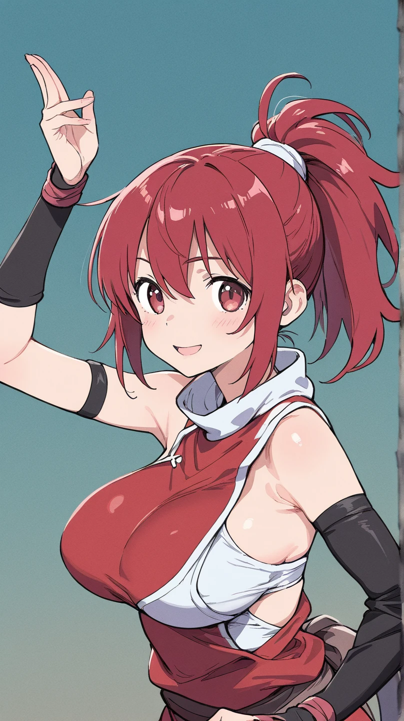 ((1girl)), perfect face, young woman, realistic photo, beautiful face, perfect face, masterpiece, ((flanneryoras)), red hair, red eyes, ((red tube top)), ((underboob)), (((small thin Bandeau))), ((massive breasts)), ((loose top)), ((strapless top)), indentation, bursting breasts, nip slip, areolas, nsfw, nipples, gigantic breasts, enormous tits, medium shot, sagging breasts, outdoors, smile :D, facing viewer