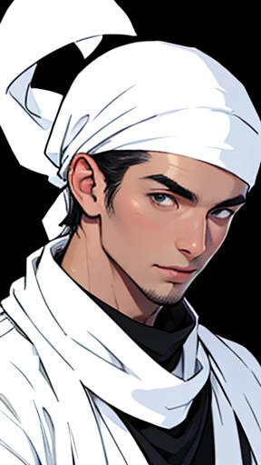 1boy, realistic, ultra quality, highly detailed  cap, arabe, bone, Kandoora with Igal, wearing a Tarboosha, Na â Aal, body, Kandoora, white dress, ring on hat, black, a man wearing a pink and white patterned head scarf, mohamed chahin, arab ameera al taweel, arab ameera al-taweel, khyzyl saleem, shabab alizadeh, saadane afif, riyahd cassiem, ameera al-taweel, high quality portrait, kyza saleem,