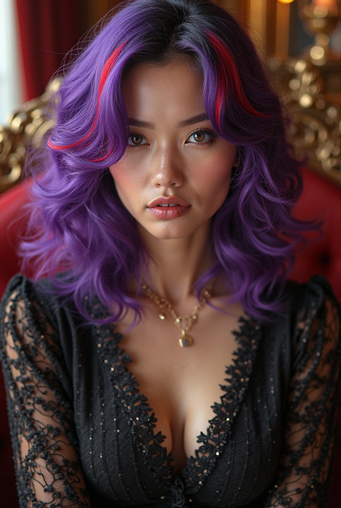 CREATIVE BY BEAUTIFUL WOMEN'S HAIR BY SAÚDE_NB PURPLE WITH RED IN A VERY PROMINENT AND PERSUASIVE LUXURY ENVIRONMENT