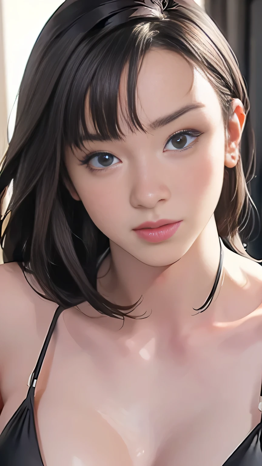 (Highest quality:1.4),(masterpiece:1.4),(Realistic:1.4),(Realistic:1.2),(超High resolution, RAW Photos:1.4),(High resolution, Very detailed:1.2),(8k:1.2),photograph,a photo of a dark-haired,Her hairstyle is a short bob with bangs...,One Girl,alone,(In underwear),((Upper Body:1.3))
