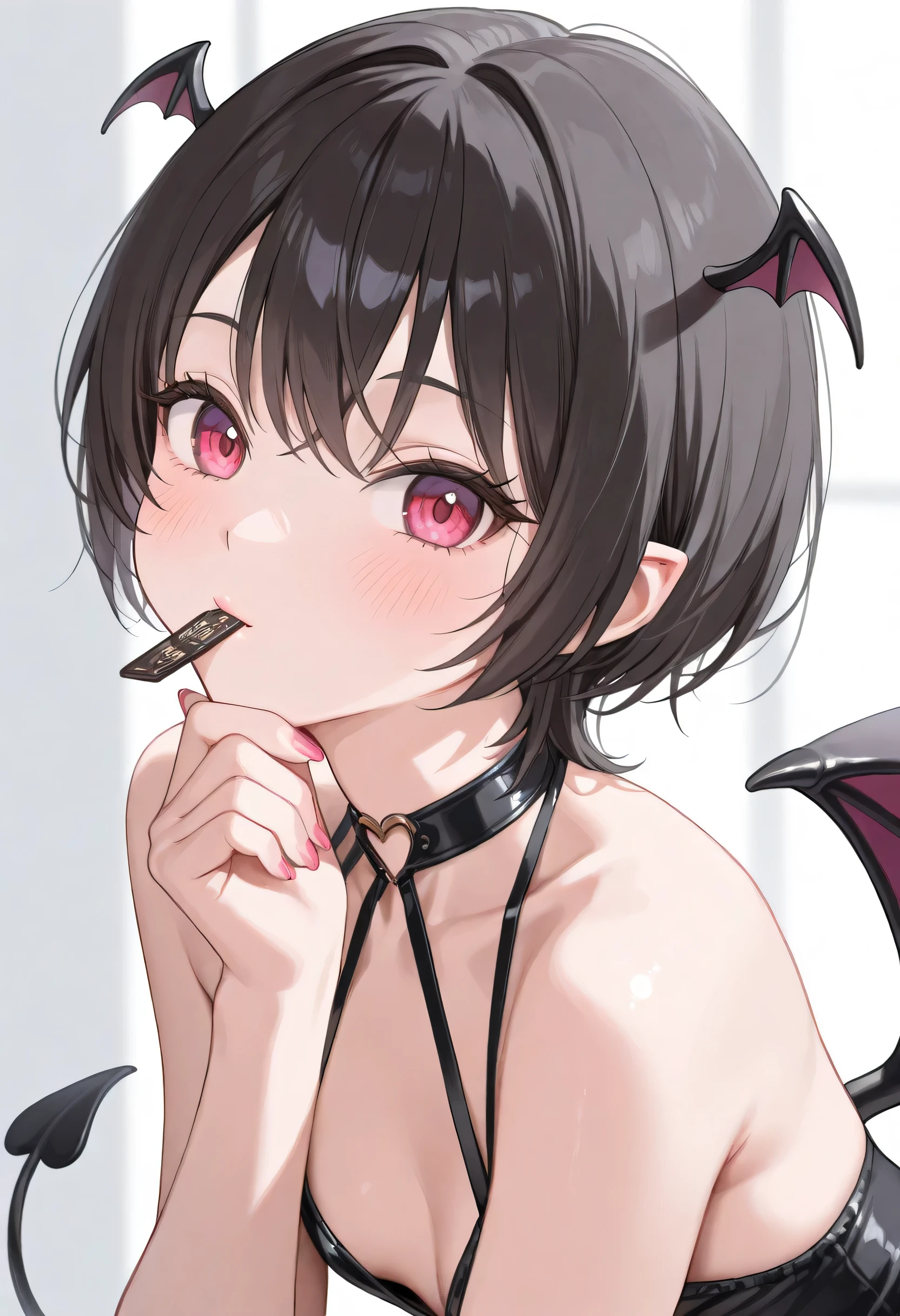 handjob,side view,eye-level shot,face focus,open mouth,tongue out,cum on tongue,lick,(1girl,Beautiful 16 year old girl),((Slender,Small breasts,Baby Face,Small face,)),looking at viewer,Black Hair,bangs,two side up,Gray Eyes,Drooping eyes,slit pupils,narrow eyes,Sheer black and light pink negligee,Sexy Lingerie,Black collar with leash,Beautiful and detailed anime art,Mischievous smile,Dimly lit room,Simple Background,Gray background,Low lighting