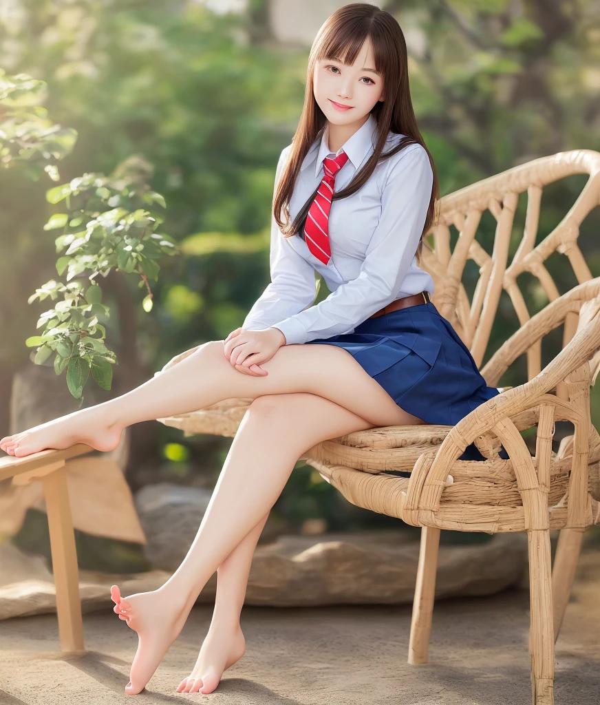 (((((1girl))))), (((best quality))), ((((masterpiece)))), ((ultra-detailed)), (illustration), (detailed light), (an extremely delicate and beautiful), (beautiful detailed eyes), (sunlight), ((extremely light)), 

((((typical school blazer and a pleated skirt)))),
school girl,

wavy long hair, (((dark brown hair)), (((long hair))), 
(((deep orange eyes))), 

((whole body)), aged 14 to 17, 
diamond, beautiful, ((extra elegant)), (((condescending expression))), (sexually mischievous smile),  (((extra adorable))), (((extra slender shape))), 

(((sitting on her knees in the classroom))),


(((extraordinarily thin thighs))), 
(((mat white ankle socks))), 