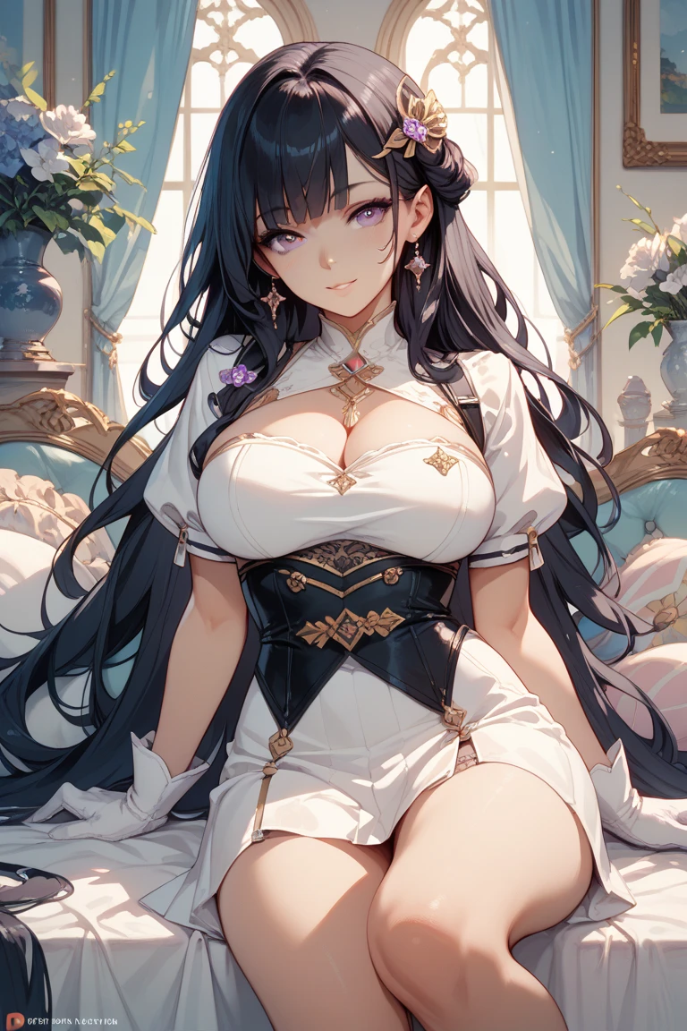 A woman with big ,Young princess,victorian style,clavicle,Prominent and smooth underboob,red lace,exquisite,pubic,in the bedroom,kneeling,shed tears,Fear,