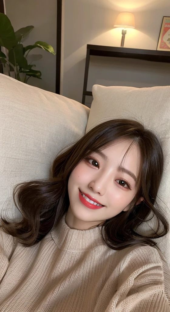 Tabletop, highest quality, shape, Very detailed, finely, High resolution, 8k wallpaper, 完璧なダイナミックな構shape, Beautiful and detailed,ランダムなcute髪,,Natural color lip, Bold sexy pose,smile、20-year-old girl、cute、Looking at the camera,Always blur the background,Perfect and beautiful face,Slim face and figure,Big eyes、Putting on gal makeup,Small face,Shooting from below、smile,Blurred Background,Elegant feminine face、Cyberpunk Fashion、smile