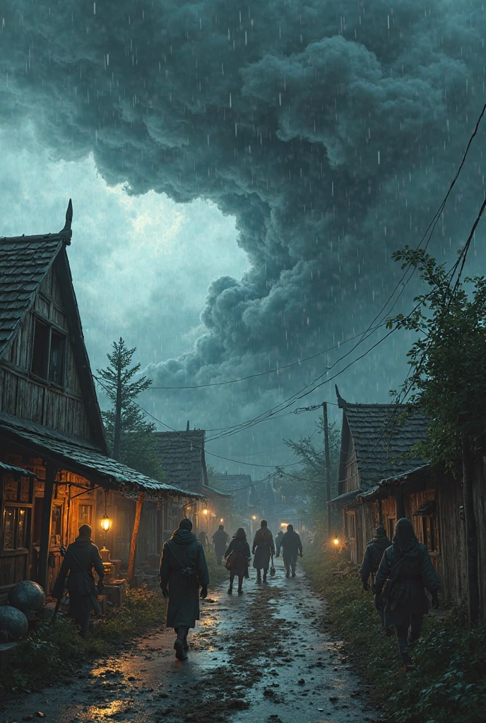 "A big storm is coming! We must protect our village!"

