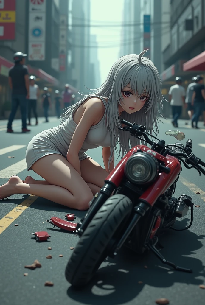 A pretty young woman being run over by a dirty pig. And dragged away, leaving her undressed and wounded.