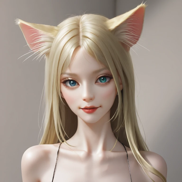 doggystilysh blonde with neotenic face