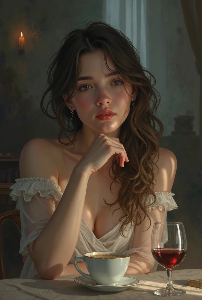 She contemplates to drink it or nah