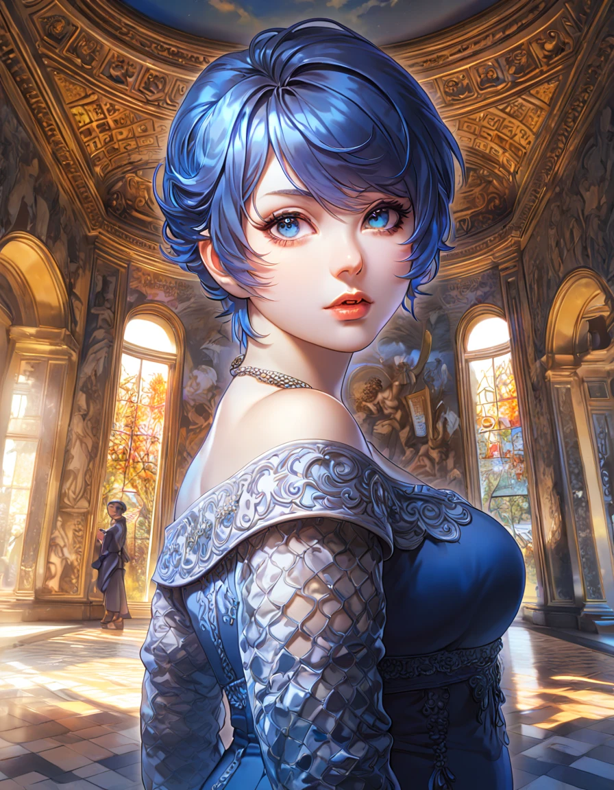 Absurd, high resolution, ultra detailed, HDR, masterpiece, top quality, women, blue hair