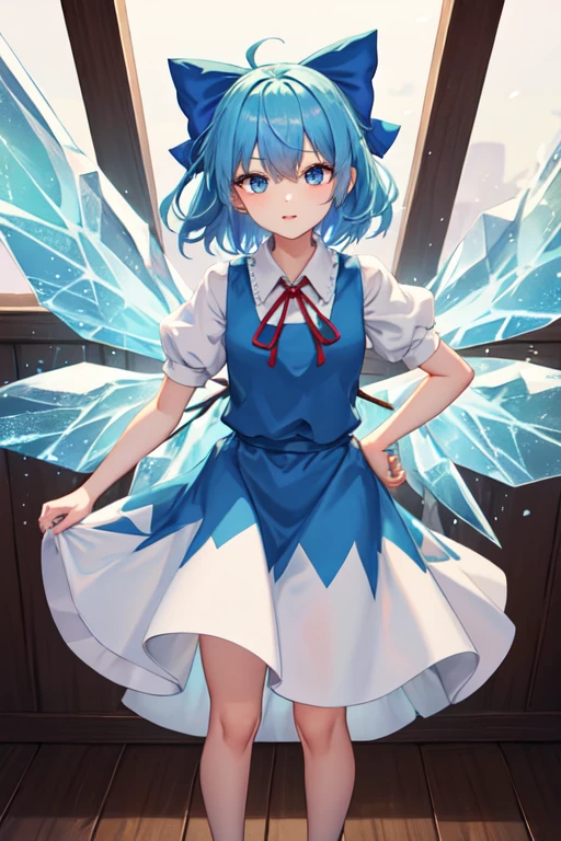 ((highest quality)), ((masterpiece)), (detailed), The perfect ice fairy Cirno is wearing cat ears and enjoying some sex