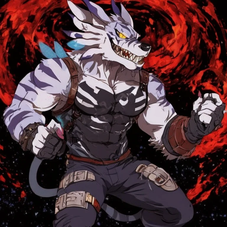 score_9,score_8_up, score_7_up, source_anime, BREAK
outdoors, 
kafkakaiju, 1boy, solo,glowing, glowing eyes, horns, sharp teeth, armor, aqua eyes, muscular male, looking at viewer, neon trim, black sclera, standing, claws, spikes, black body,
anime screencap, anime coloring, official art, muscular, lobo, the second, large pectorals, venous muscles, Huge muscles, flexing