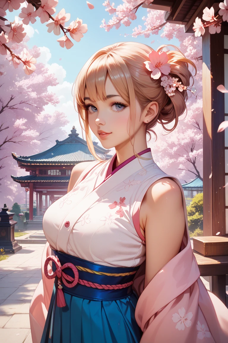 (Amazing masterpiece), (Maximize highest quality: 1.5), (Maximize most beautiful digital illustrations: 1.5), ((Most realistic: 1.5)), ((Smooth, soft, crisp and most realistic skin and hair textures)), Most beautiful detailed eyes:1.5, ((Maximum resolution, UHD:1.5, 16K, 1080p, 10 million ppi, 300 million dpi images)), (Amazing dynamics:1.5), Beautiful backgrounds with depth of field, Most beautiful natural light, Rule of thirds, ((Maximize every effect and present it in the ultimate quality)), 1woman, 35years old, beautiful face, elegant mature woman, Ultimate beauty of all time:1.5, Ultimate attractive face that combines sexiness and eroticism:1.5, Slut:1.3, solo:1.3, beautiful big breasts, highly upturned breasts, light blonde hair, short hair, Shag, (eyes visible through hair:1.3), glossy very thick lips:1.3, pink lipstick:1.0, sexy smile:1.5, cool kimono, intricate floral motifs, pale pastel shades, touches of pink, vivid colors, wide sleeves, detailed obi, Japanese garden setting, peaceful pond, blossoming sakura, soft wind, graceful and cool, summer wear, fine embroidery, airy fabric, gentle color transitions, balanced design, calm ambiance, traditional culture, creative representation,