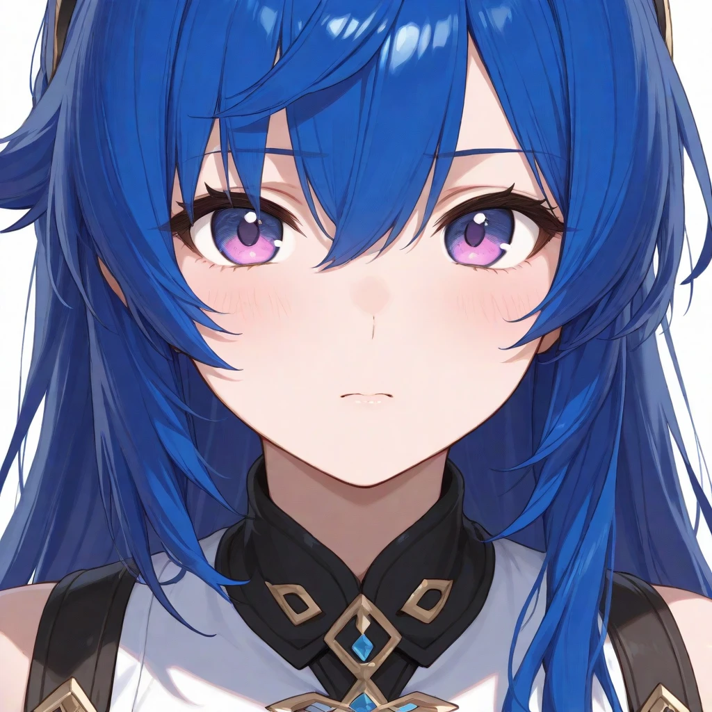 anime girl with blue hair and purple eyes posing for a picture, hestia, ayaka genshin impact, blue scales covering her chest, extremely detailed artgerm, portrait knights of zodiac girl, tsuaii, zerochan art, by Kamagurka, azure. detailed hair, artgerm on artstation pixiv, smooth anime cg art