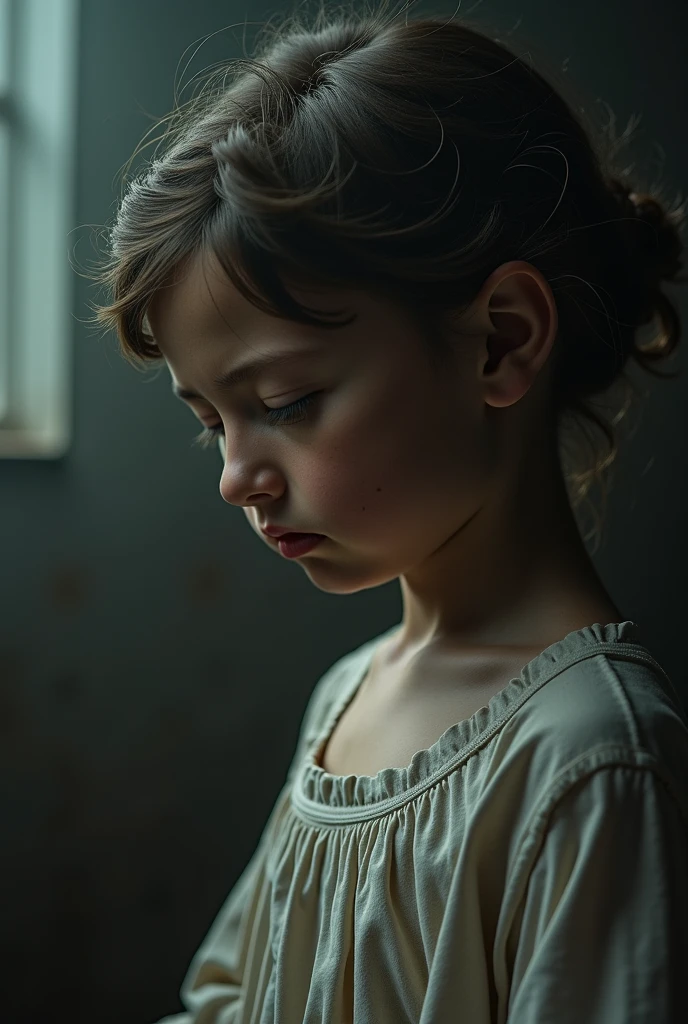 Retrato de uma menina de cabelos lisos e loiros