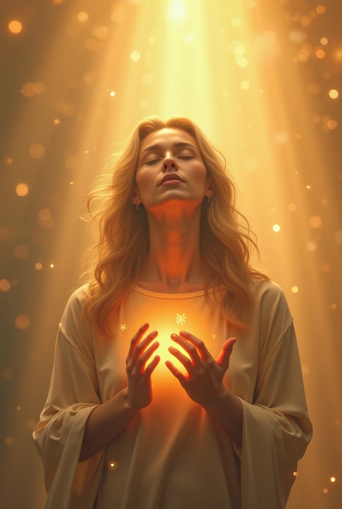 Faith as a force for personal transformation: A person in transformation with a bright aura, showing the influence of faith on personal change.