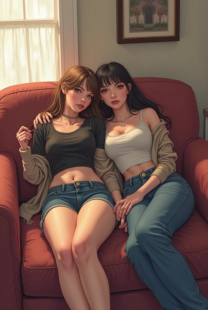 (Full body photo:2), (Women:1.8), (Regular age breasts :1.8), (casual type of teens:1.5), white with purple tones, (She is in a lonely state, regular second world atmosphere:1.5), (She has shoulder-length, slightly wavy brown hair.:1.2), (amber eyes:1.2), (blush:1.5), (is doing poses to take a selfie:1.5), realistic style, 16k, high quality, awarded