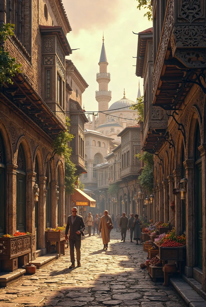 Old streets of Istanbul with Seljuk motifs 