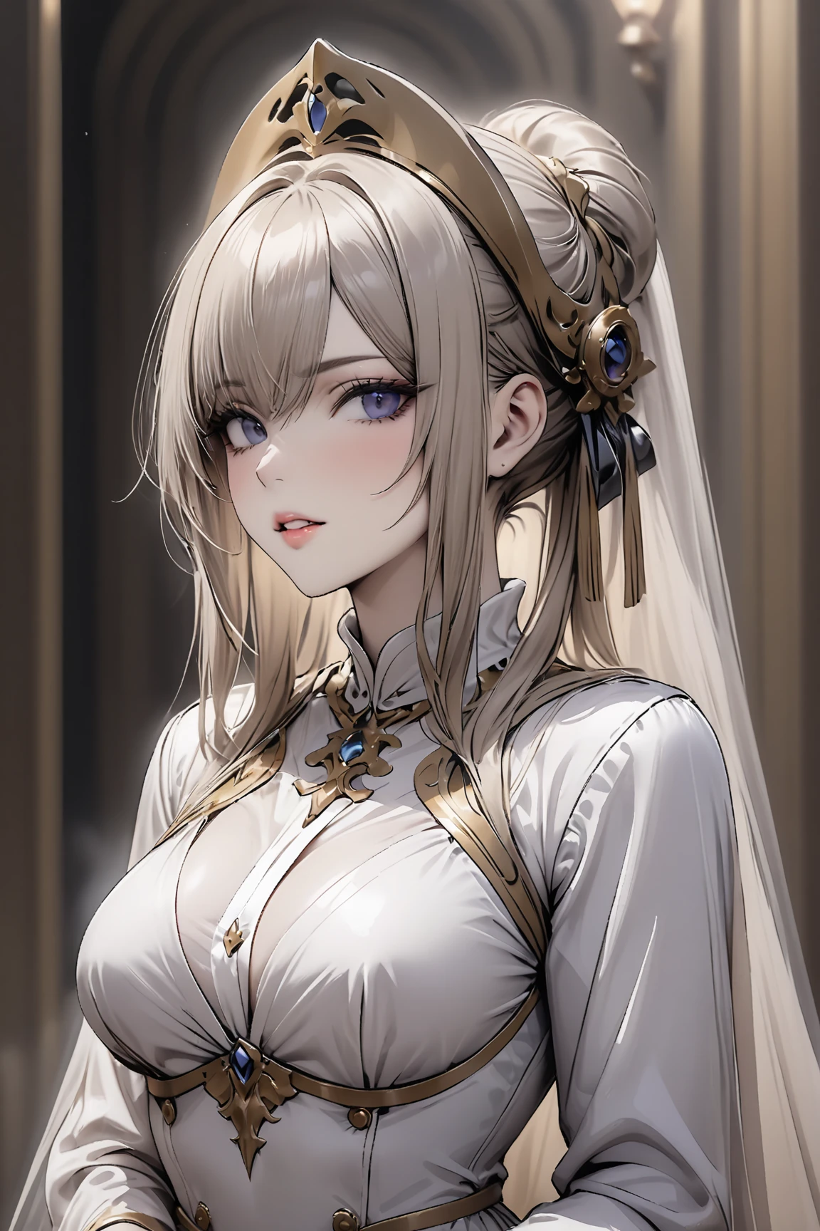 One Girl,(Highly detailed skin),curve,,Beautiful breasts,Large Breasts,Pale skin,Pointed Chest,(Fantasy art,Best image quality,Surreal portrait,(8k),Ultra-realistic,最high quality, high quality, High resolution, high qualityの質感,Attention to detail,Beautiful details,Fine details,Highly detailed CG,Detailed Texture,Realistic facial expressions,Tabletop,before,dynamic),(Thin Hair),(Soft Hair),Long, slicked bangs,Hair on one eye