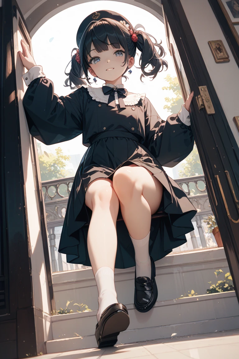 absurdres, RAW photo, extremely delicate and beautiful, masterpiece, Best Quality, ultra high resolution, 32k, hyperrealistic, ultra-detailed, delicate facial features, beautiful detailed woman, tearful mole, earring, medium breasts, full body shot, medium hair, black hair,  Korean school_uniform, summer school_uniform shirt,