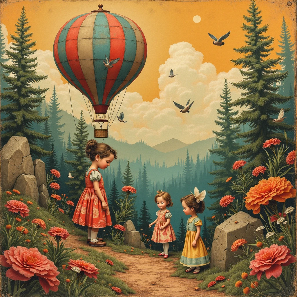 vintage collage mashup world