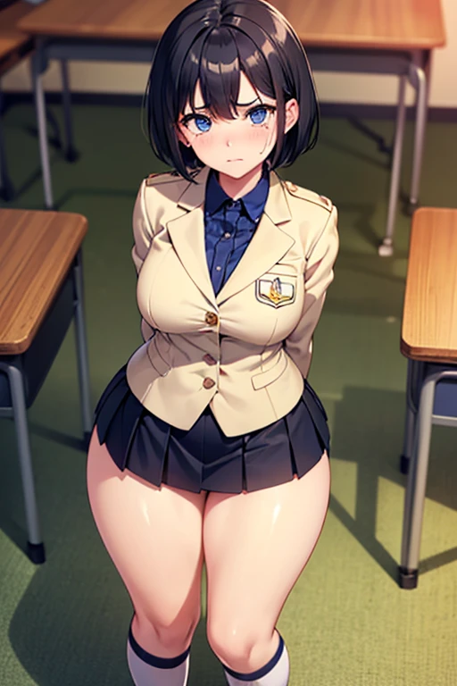 sakurada,large breast,
BREAK (beret, blue headwear, blue jacket, blue vest, hat, jacket, pantyhose, ribbon, school uniform, skirt, vest, youtou high school uniform:1.2),
BREAK (multiple views:1.5),from behind,from_front,(blue background:1.3),(full body:1.4),arms at sides
BREAK beach
BREAK (masterpiece:1.2), best quality, high resolution, unity 8k wallpaper, (illustration:0.8), (beautiful detailed eyes:1.6), extremely detailed face, perfect lighting, extremely detailed CG, (perfect hands, perfect anatomy),
