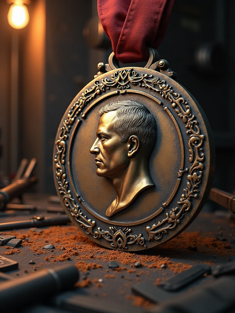 One metal is used to pour a medal for a fight,medal for labor. The picture for May 9