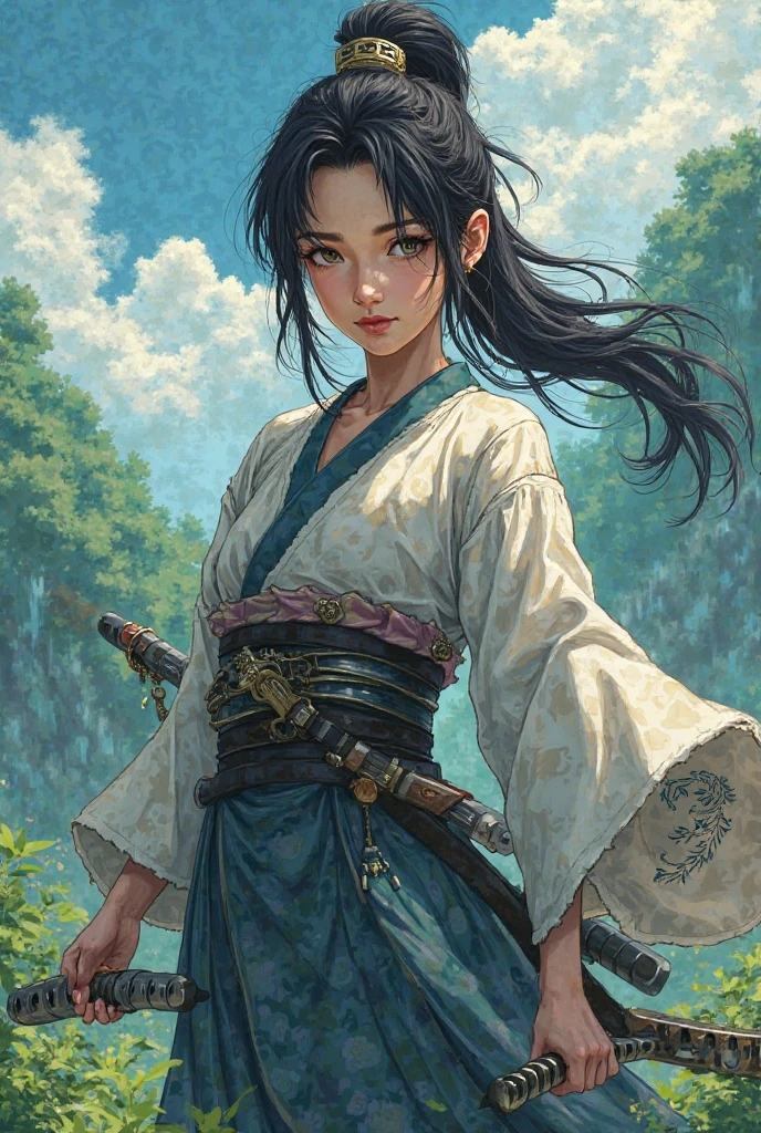 Make a girl in the style of Demon Slayer