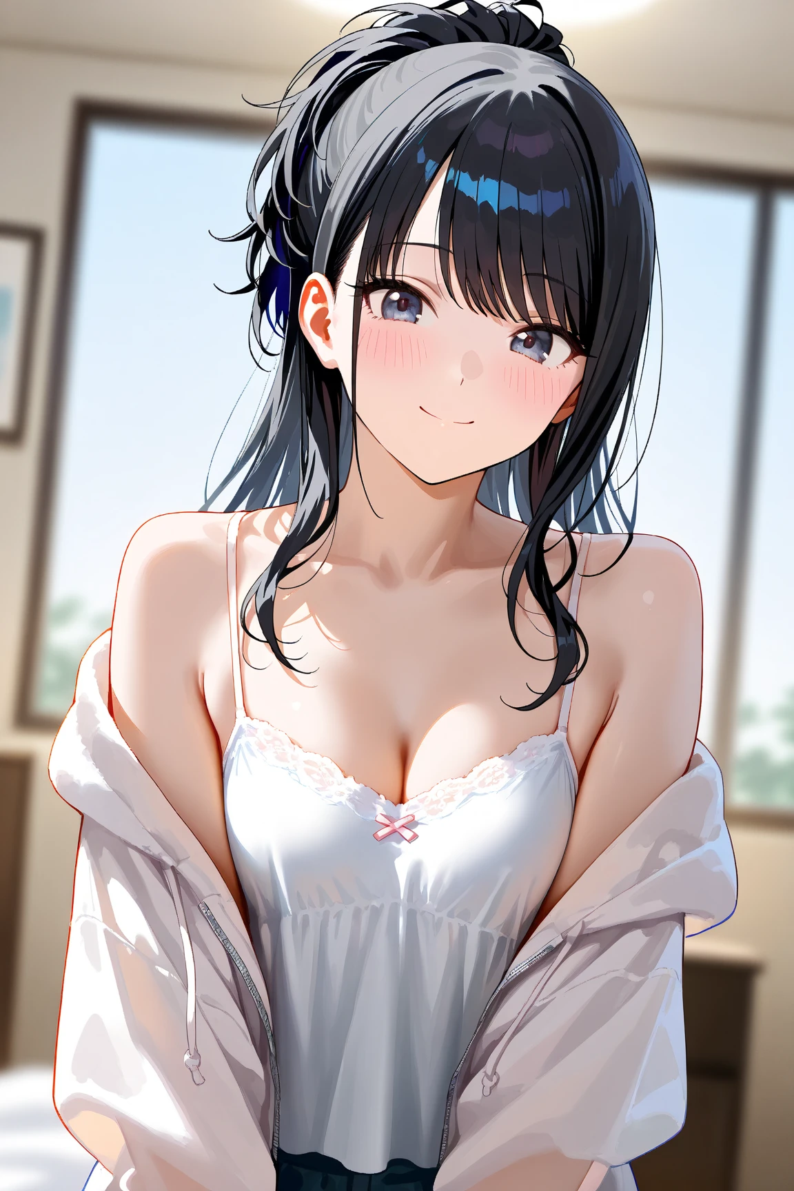 girl, Sweat, vapor, Medium Chest, shy, Beautiful Hands, Looking at the audience, Cute Smile