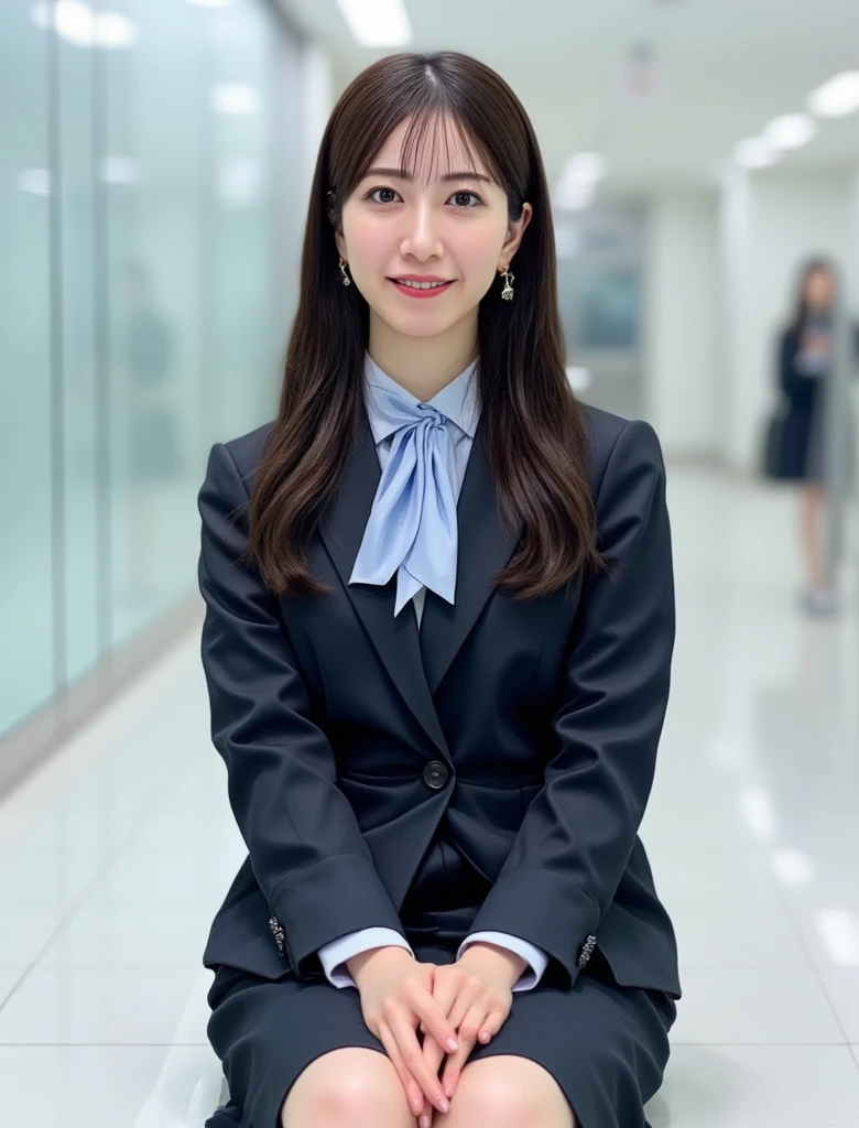 One Woman、suit:1.5、Crouching down to show underwear、Age 25、slender、Thin legs、White panties、Lace panties