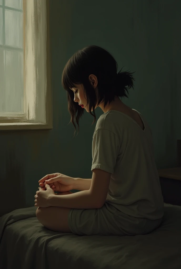 Lonely girl in the room
