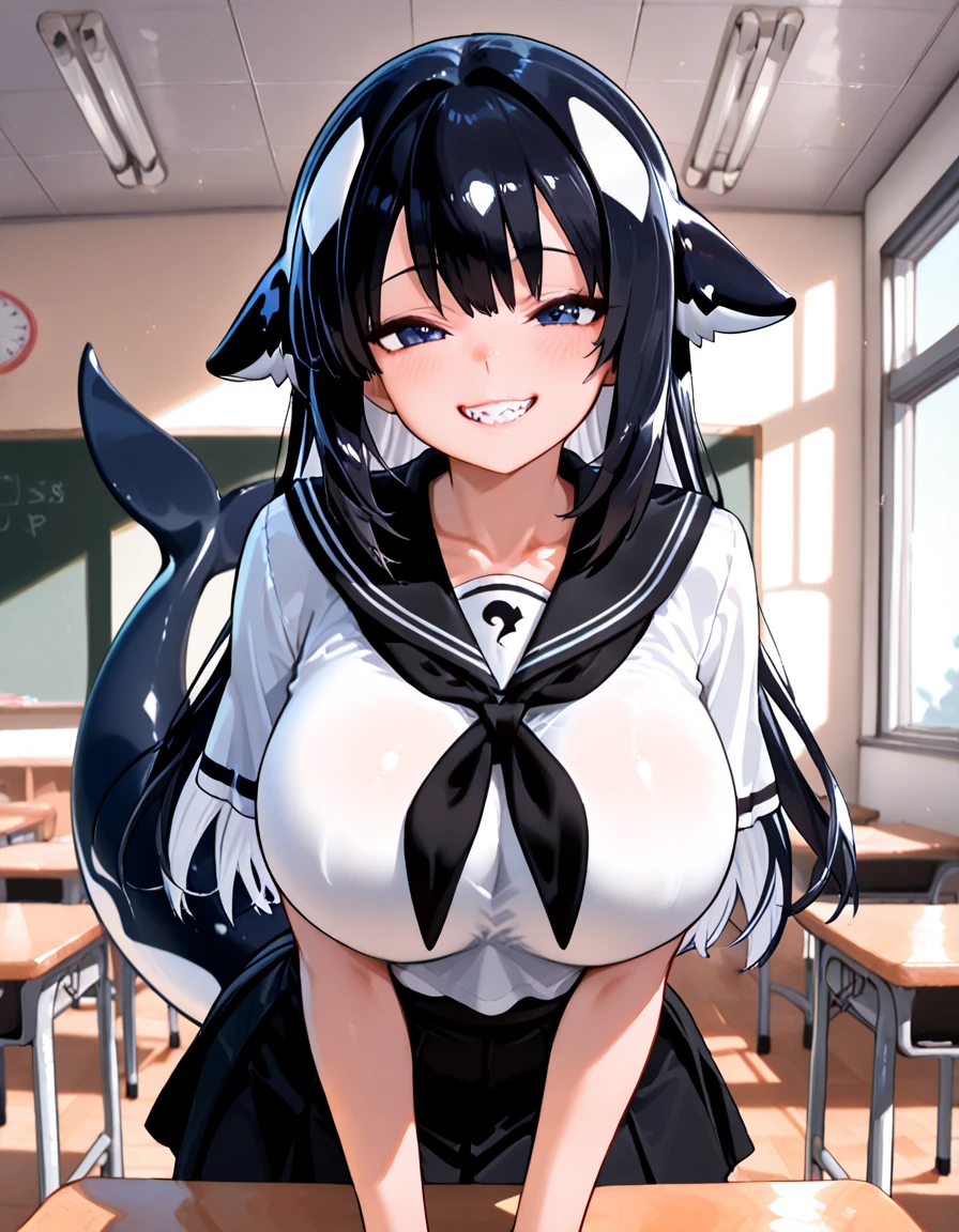 (masterpiece), (perfect hands), best quality, expressive eyes, perfect face, woman with long curly black hair with bangs, wearing bunny suit, ahegao face, tongue sticking out