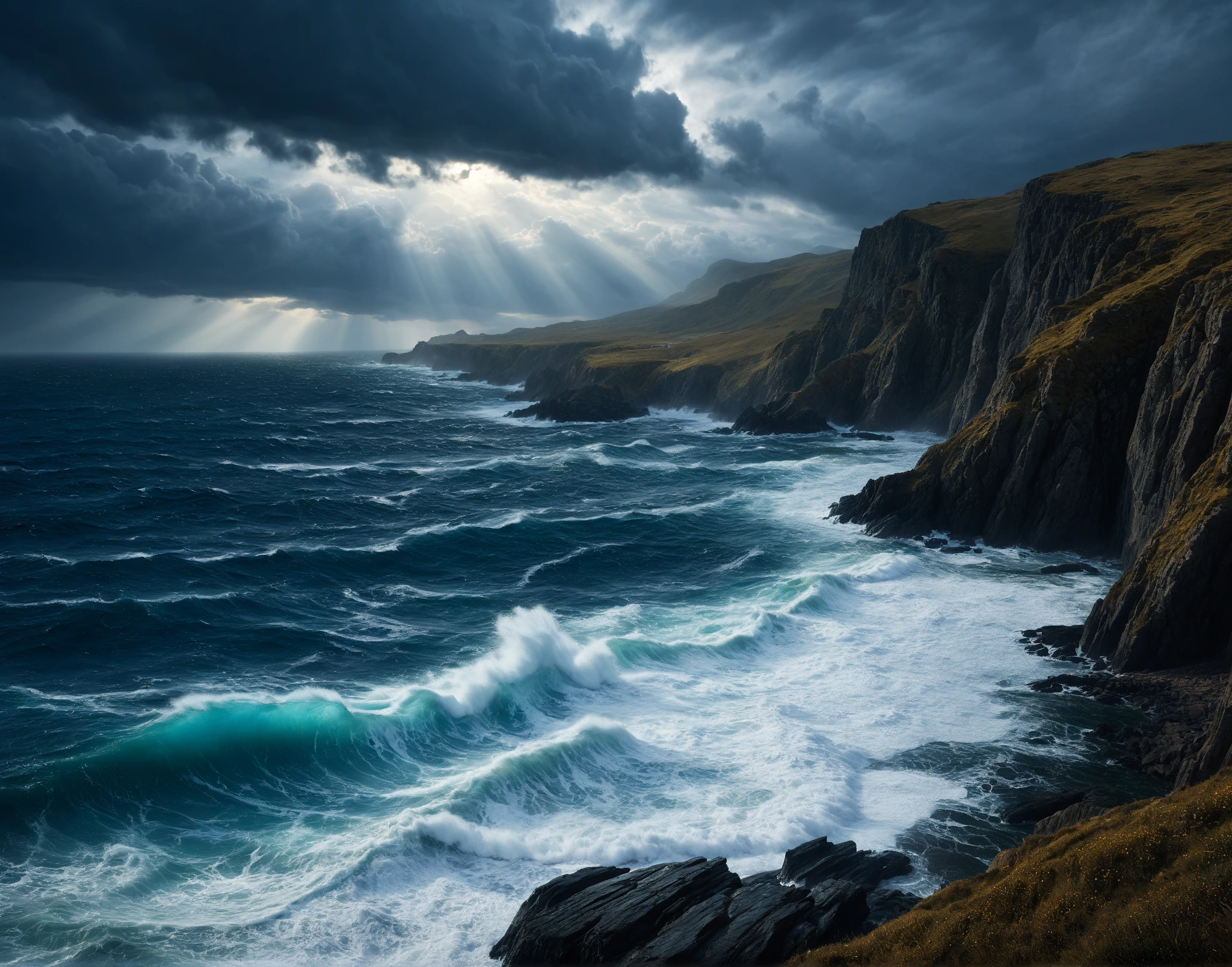 Seascape, dramatic seascape, crashing waves, ocean, stormy sea - SeaArt AI