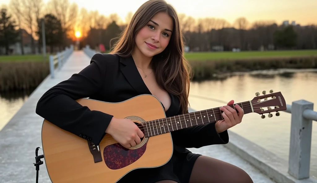 arafed woman sitting on a suitcase with a small accordion, in the countryside, on a field, Anna Nikonova aka Newmilky, on a sunny day, Dasha Taran, Alina Ivánchenko, in harmony with nature, flat at the bottom, beautiful dolphin, Alexey Egorov, in the yard, Yulia Gorokhova, ekaterina
