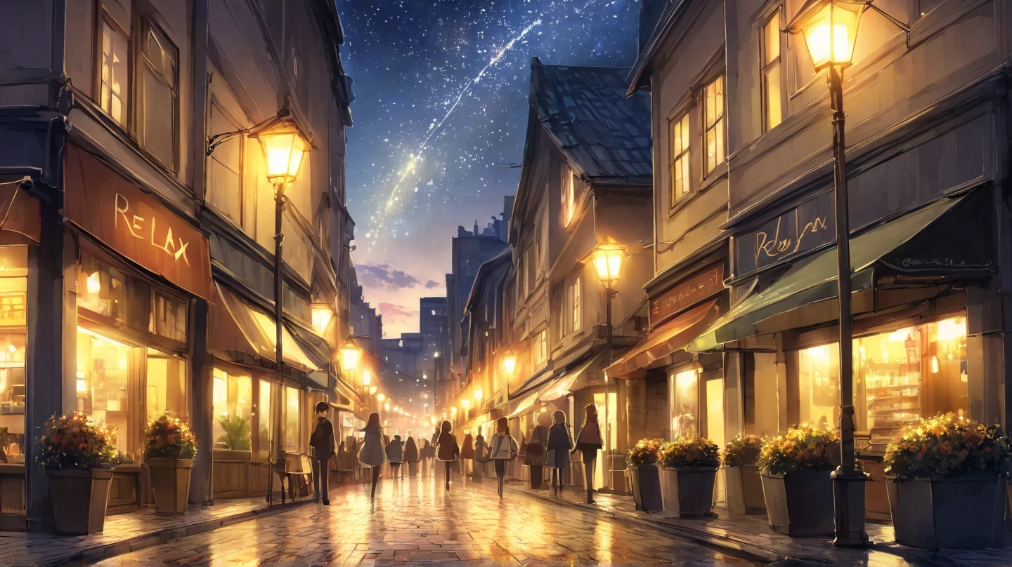 On an early autumn night，shining under the starry sky，by the Forum Square，warm yellow light sprinkles every inch of the street，Relax in a heart-rending...