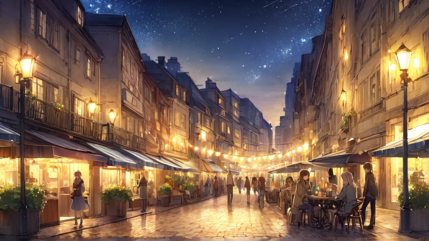 On an early autumn night，shining under the starry sky，by the Forum Square，warm yellow light sprinkles every inch of the street，Relax in a heart-rending...