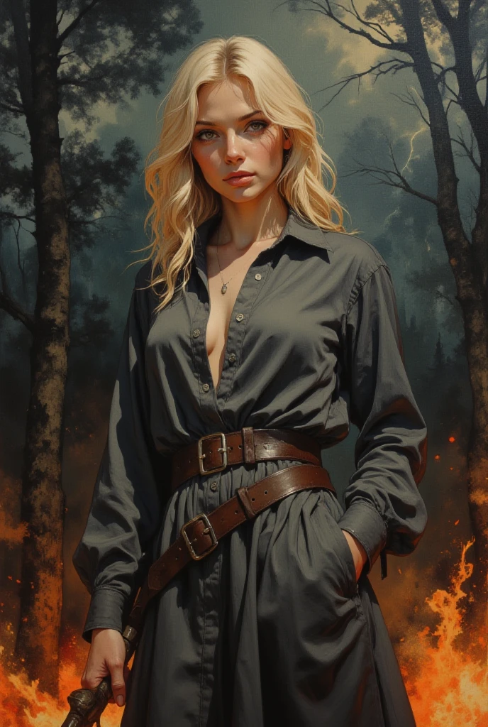 (masterpiece, best quality:1.3) UnchartedElenaFisher, long luscious straight blonde hair sweater, 1girl, solo, explorer, adventure, night skies, campfire, badass, awesome, cool, epic, photorealistic, detailed, high quality, Photorealism, CGSociety, by WLOP, Art