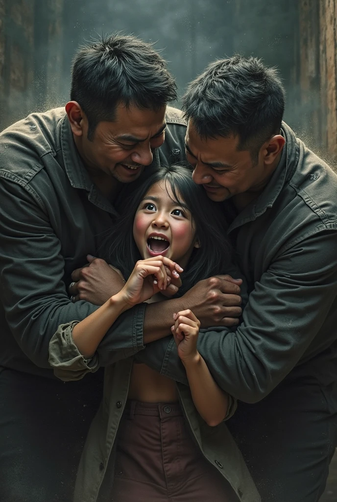 Grroup of boys forcing a girl 

