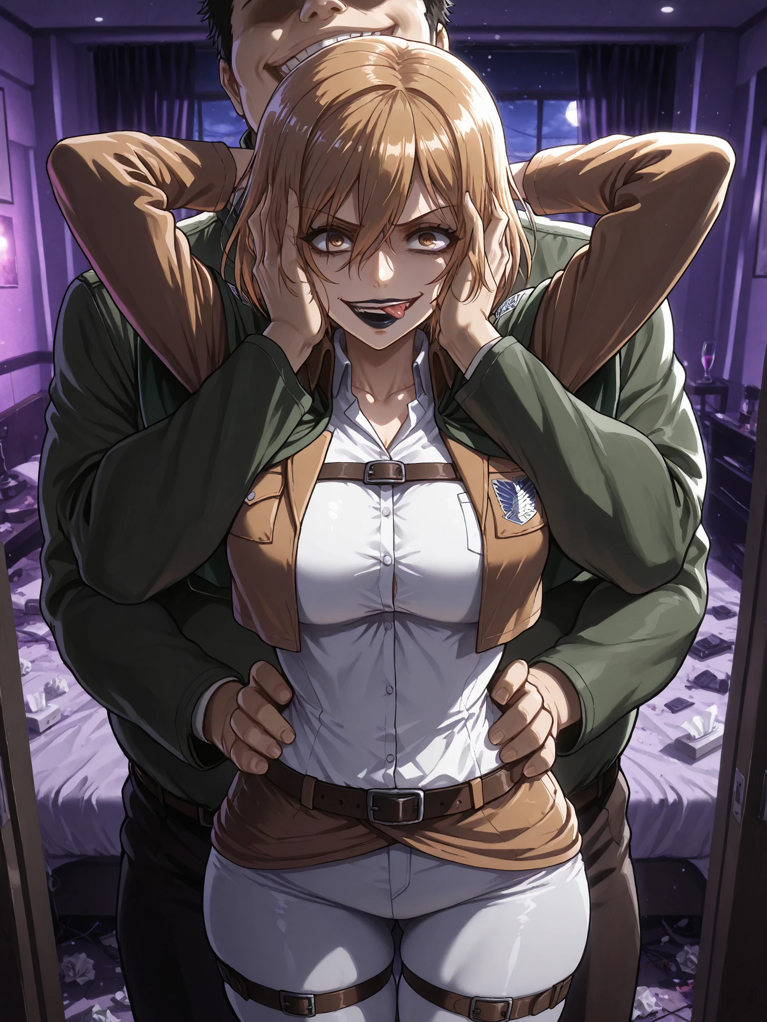 (Himiko toga),(short blond hair with two messy pulps),yellow eyes with thin pupils),(vestindHimiko toga),(short blond hair with two messy pulps),yellow eyes with thin pupils),(wearing),+,(Naked)