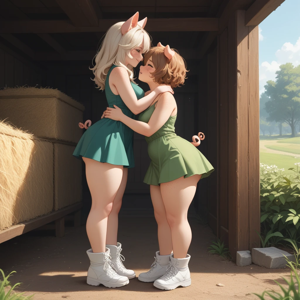 Fennec, female, kemono, on the ground, showing ass, skirt, shirt, park, all fours, duo