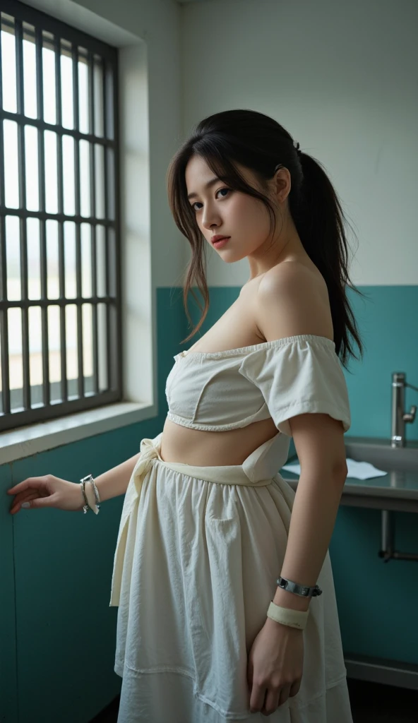 (Browsing Caution:1.4)、one Japanese girl, (a beauty girl, delicate girl:1.3), (20-year-old:1.0),
break, (summer、 Off-the-shoulder white dress:1.3),
break, (In town、Crucifixion:1.3),
break, Extremely fine resolution, (Symmetrical eyes:1.3),
break, Small breasts, Brown eyes, Parted bangs, Brown Hair, girl,
break, (Eye and facial details:1.0)
break, (masterpiece, highest quality, Very detailed, Detailed face, 8k)、stand、Hunchback、Downward、Wipe the floor、Pushed from behind、(The audience reaches out、Draw your finger in detail、Lift the chest)、(Clothes get torn、Nipples)、(Tying the body with a rope、Bind the chest with a rope:1.2、Tying hands with rope、Hands behind back)、(Goblin stands behind、A bearded man stands next to him、With a gun)、(cry、Embarrassed、tears:1.2)、(ejaculation)、(Goblin puts his dick in his crotch、Goblin grabs woman's breast)