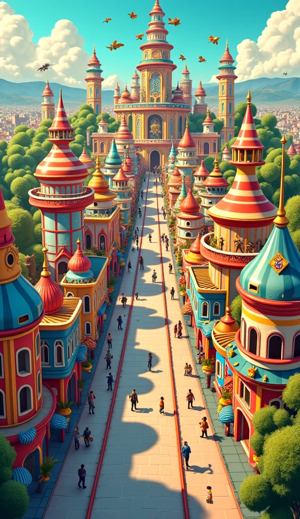 Create an image of Palma Street in Asunción city, Paraguay, like an image of a map of an amusement park.