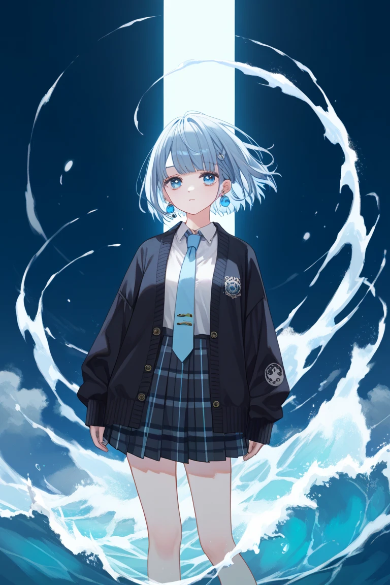 One Girl、heavy rain、wearing a transparent raincoat、Wet clothes、Wet Hair、smile、laughing、School zone、after the rain、rainbow、