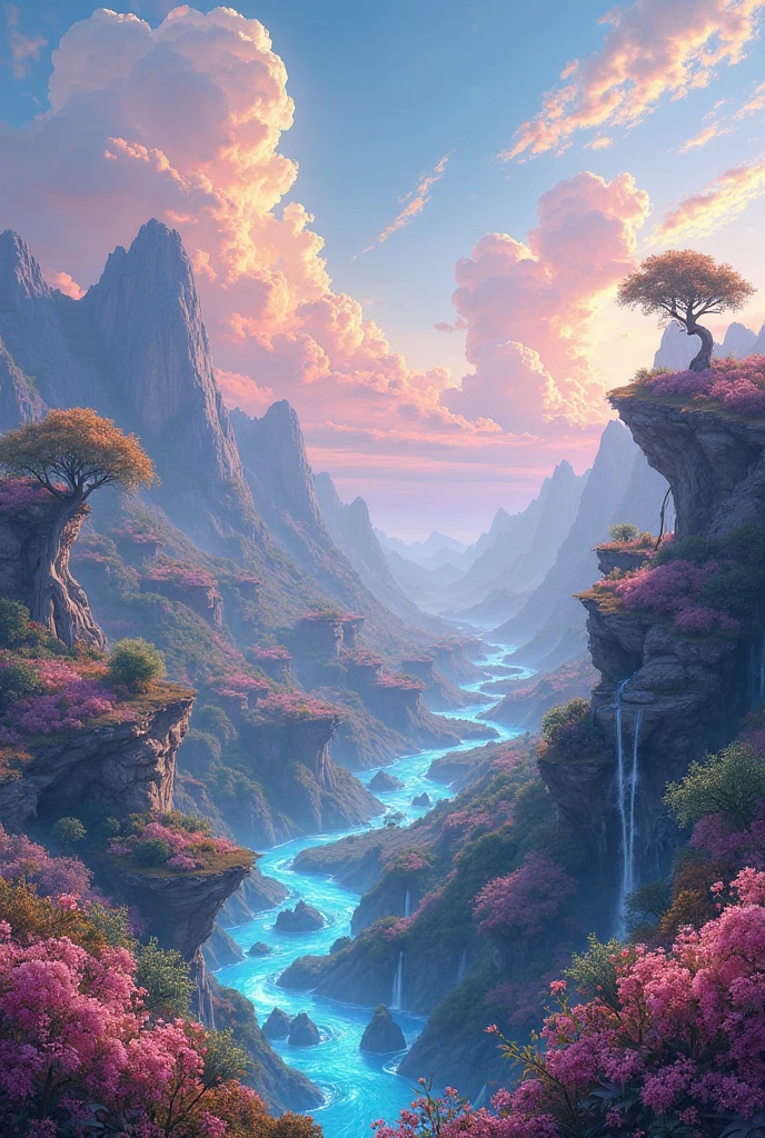 sketch a light fantastic picturesque landscape 