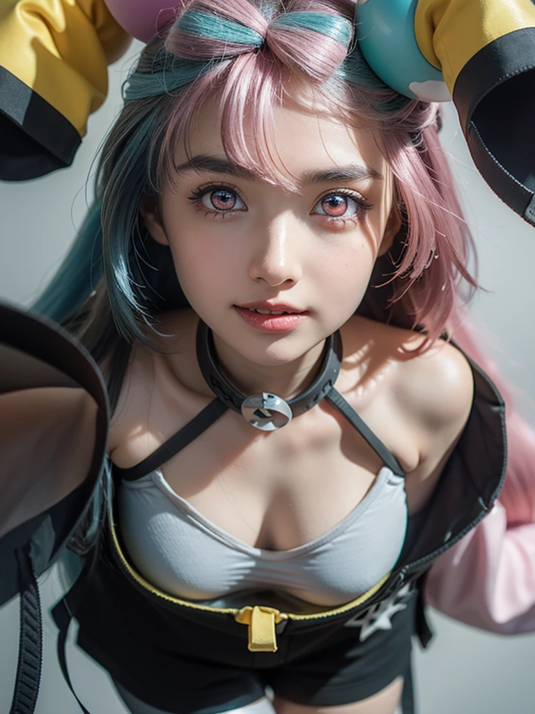 (Highest quality,128k, masterpiece:1.55, photorealistic, hyperrealistic), Ultra detailed face, Detailed lips, Detailed eyes, double eyelid,
BREAK (((NSFW, Completely naked, topless))),.
BREAK (close up:1.5), from above, (leaning forward:1.3), breast focus,
BREAK One girl, iono
BREAK 1girl, solo, ((water eye, full-face blush, panicking, screaming, gloom)), (full breasts, pointy breasts, sagging breasts:1.3), Pretty nipples, Erect nipples, completely
BREAK looking at viewer,
BREAK blue hair, bow-shaped hair, character hair ornament, hair ornament, long hair, low-tied long hair, multicolored hair, pink hair, sharp teeth, split-color hair, twintails, two-tone hair, (pink eyes:1.5), bell, bow-shaped hair, character hair ornament, split-color hair,